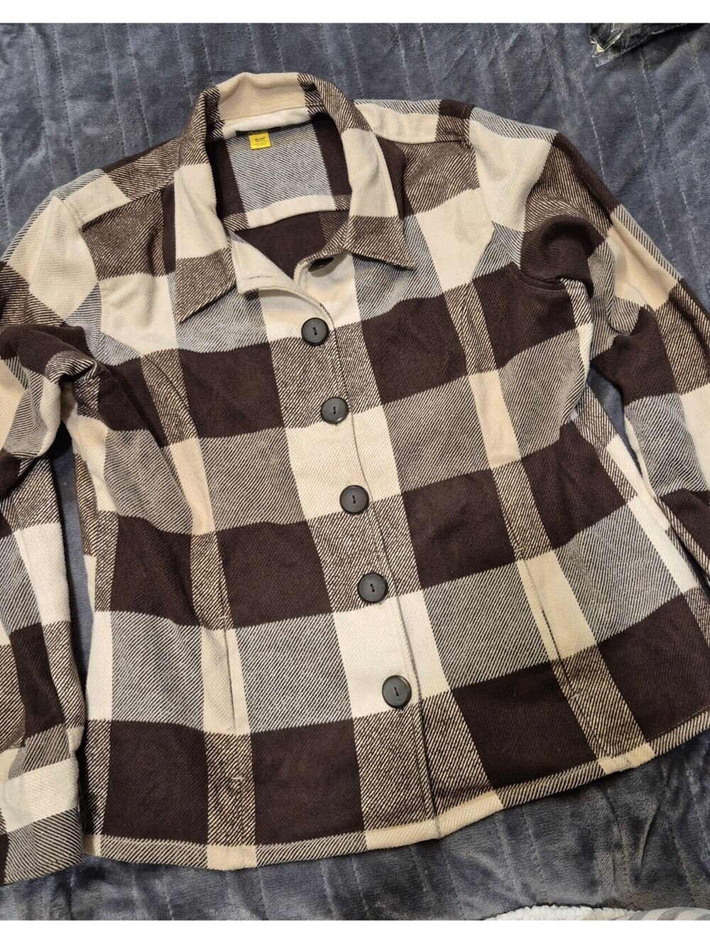 Cabela's Brown Cream Buffalo Plaid Heavy Cotton Shacket XL